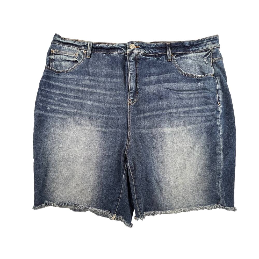 TERRA & SKY Denim Shorts Womens 26W Blue Stretch Cut Off Casual Summer Wear